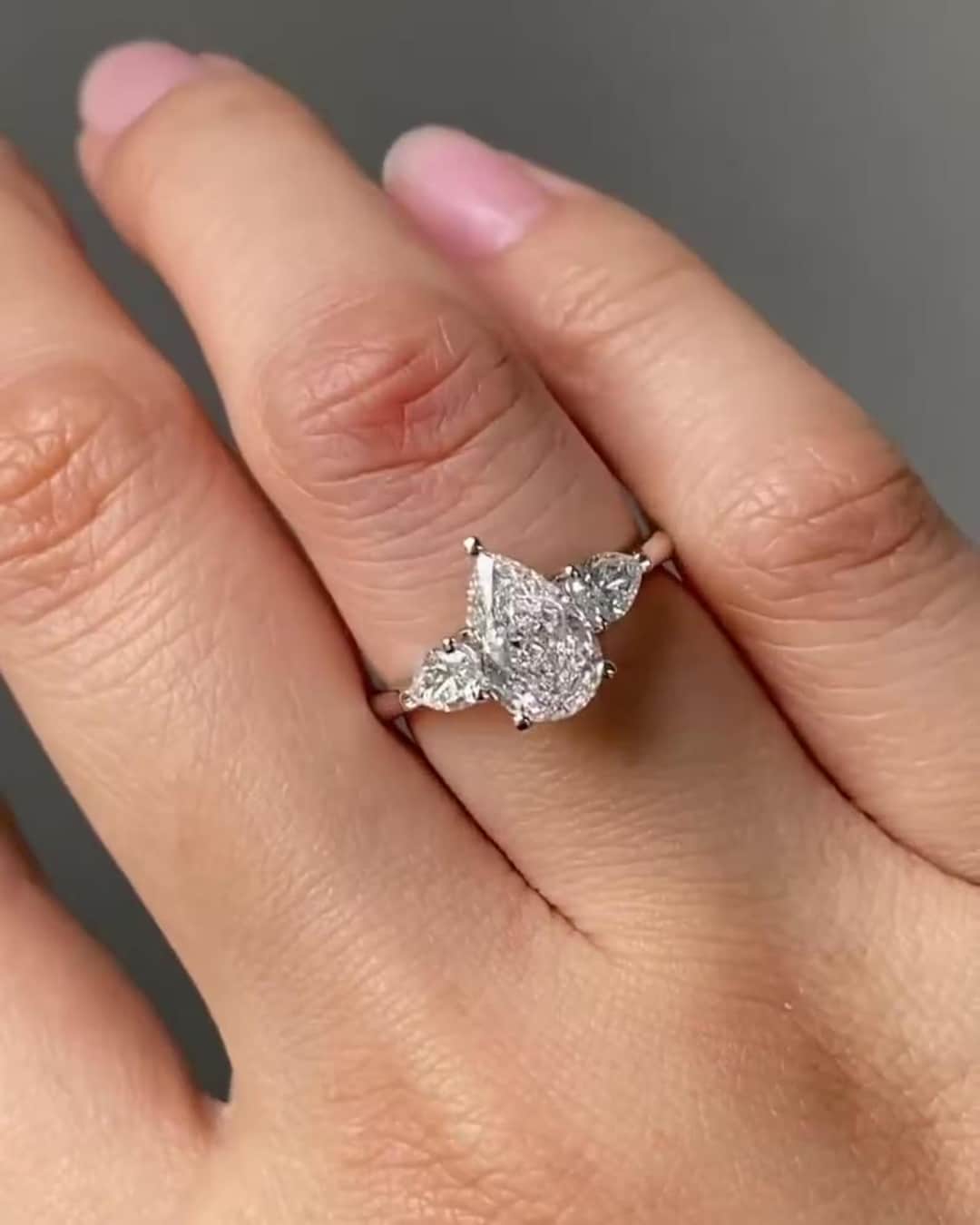 3 TCW Pear Cut Moissanite Diamond Three Stone Engagement Ring | Solid ...