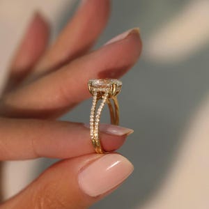 3 CT Oval Moissanite Engagement Ring: Vintage Style Hidden Halo