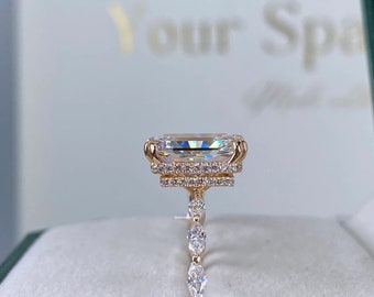 2Ct Engagement Ring Radiant Half-Bridal Set Ring Moissanite Anniversary Ring Wedding Ring Set Diamond Ring Set Anniversary Gift for Her