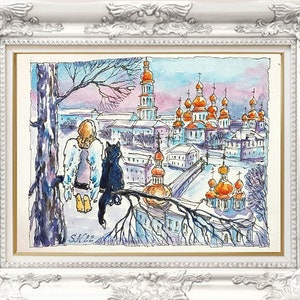 Ukraine Kyiv Original Watercolor Angel Art Ukraine Shops Kyiv Streets Cats Angels Ukrainian Artist Ukraine Art