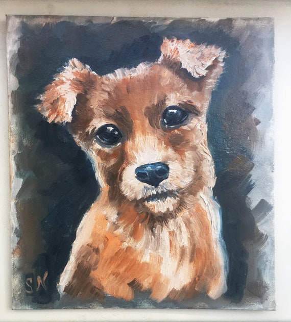 Dog Original Oil Painting Ukraine Art Dog Painting Animal Etsy