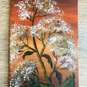 Pintura al óleo de flores silvestres Pintura original Arte mural Arte ucraniano Flores de pradera Miniatura 4 por 6 Artista ucraniano