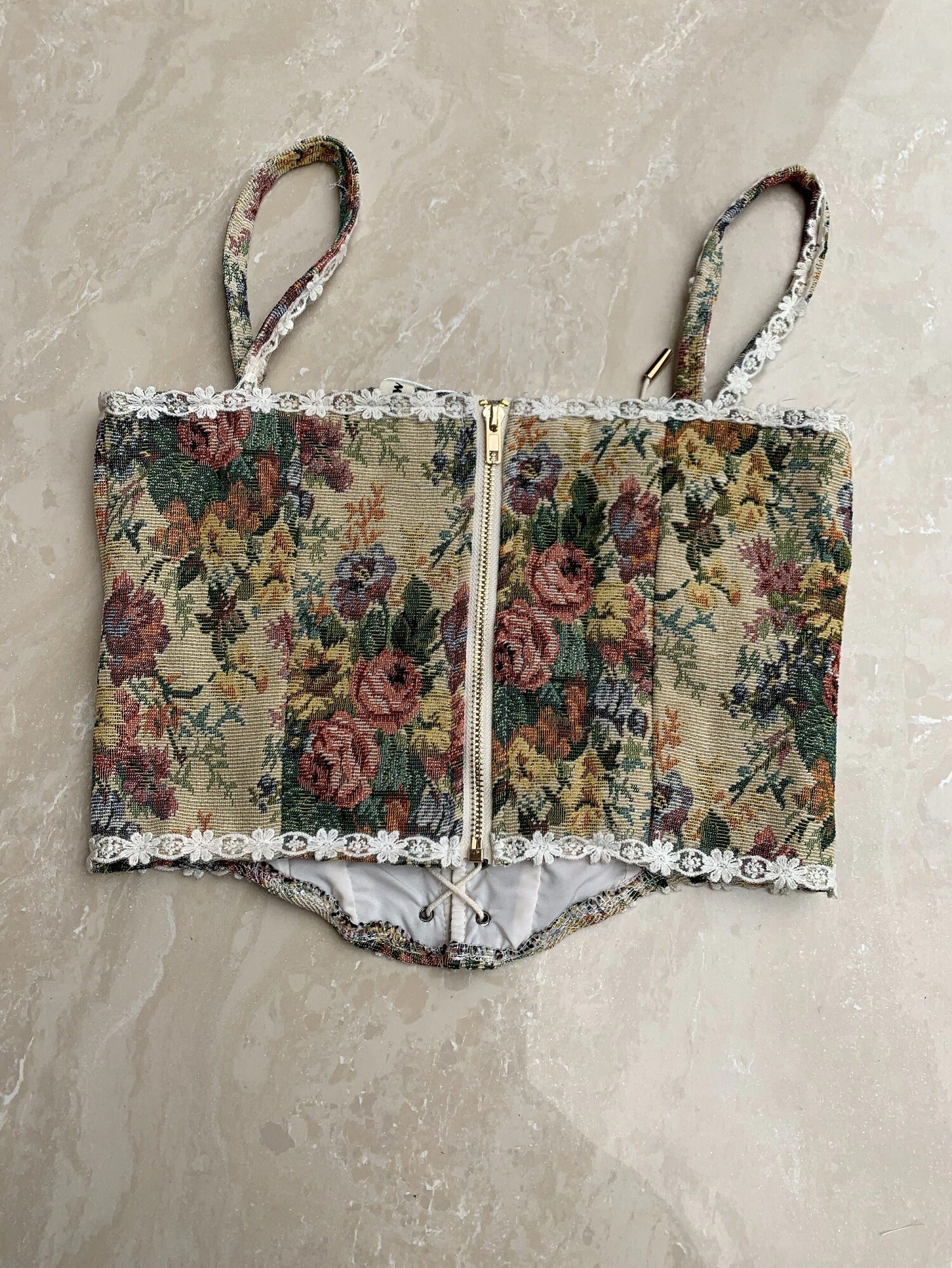 Vintage Corset Crop Top Women Bustier Top Sexy Floral Tank Top Etsy
