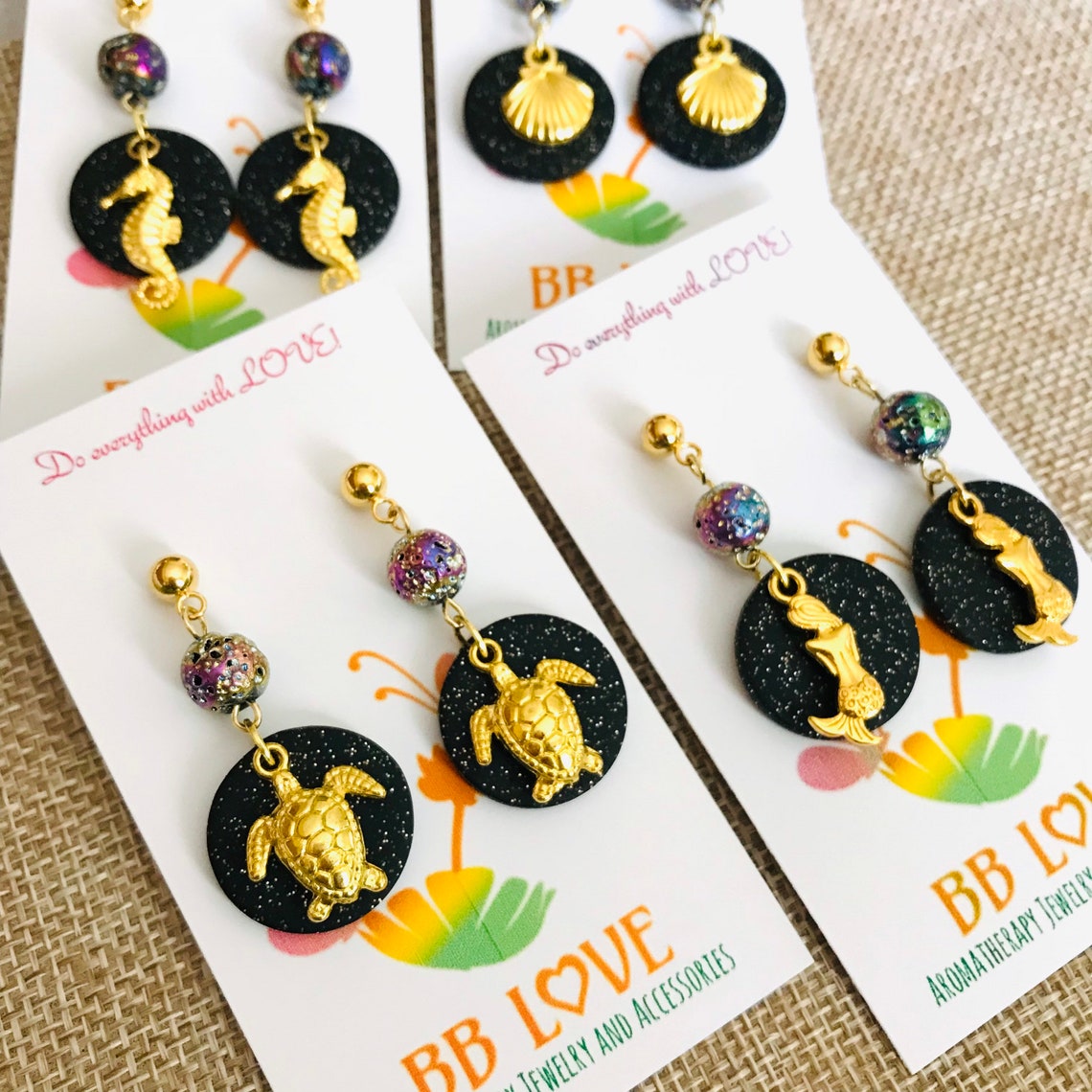 Aromatherapy earrings Polymer clay earrings Oceanthemed Etsy