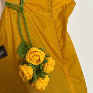 Crochet handmade yellow rose bag decoration - Perfect gift for home decoration or home living