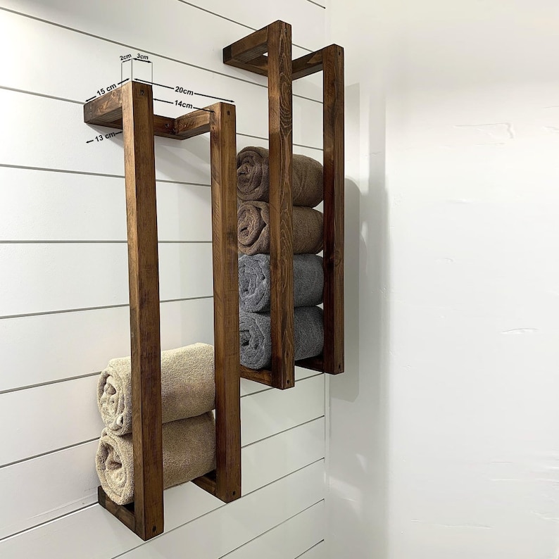 Towel Rail Wall Mounted Wooden Towel Rack Bathroom 100 Cm Etsy UK