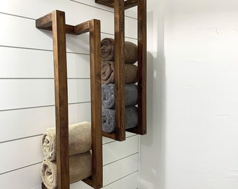 Towel Rail wall mounted wooden towel rack Bathroom 50 cm