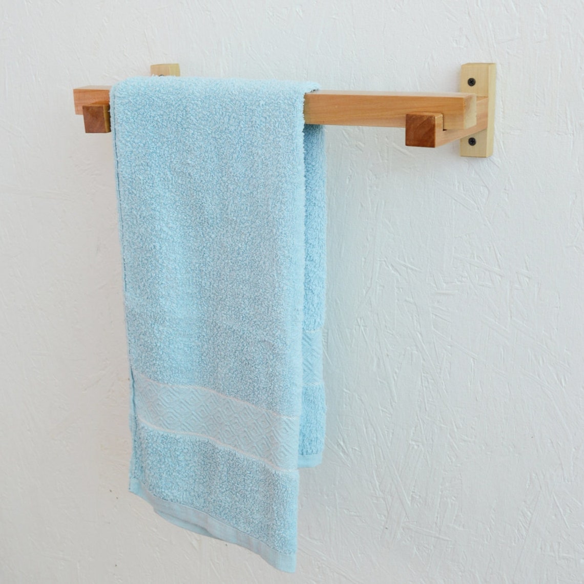 Towel Rail Wall Mounted Wooden Towel Rack Bathroom Towels Etsy UK