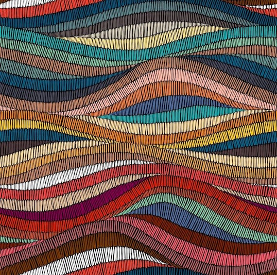 Italian Velvet Wavy Bohemian Digital Print Velvet Metre Yard