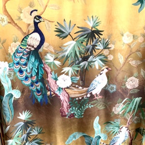 Italian Velvet Gold Peacock Digital Print Velvet for Upholstery Fabric By Metre Yard Designer Material Home Decor Fabric Cushion Covers Bags