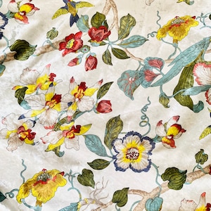 Velours italien, feuilles de colibri, fleurs, impression numérique, tissu d'ameublement, tissu de créateur au mètre yard pour tissu de décoration intérieure