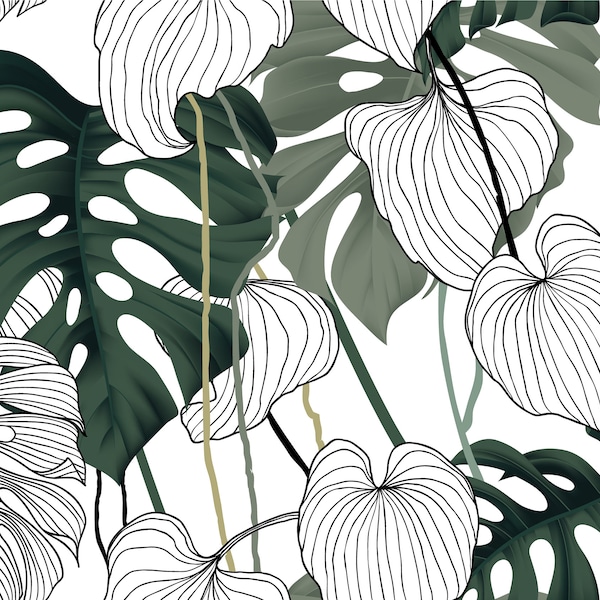 Velvet Fabric Green Leaves Jungle Print Digital Print Fabric by the Metre Yard to make Cushions Upholstery Lampshades Crafting Fabric Bags