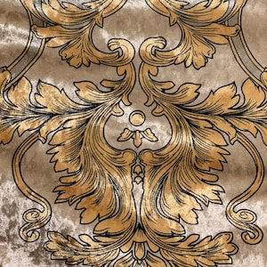 Tissu velours orné damas doré argent, impression numérique, tissu d'ameublement, tissu de créateur, tissu de décoration intérieure