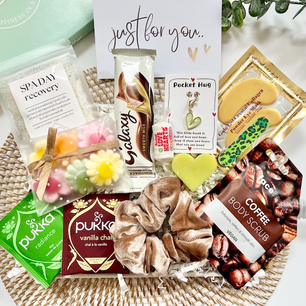 Verwöhnen Sie Geschenkkorb für Sie | Umarmung in einer Box | Eigenes Pflegepaket | Geburtstag | Hol mich ab | Du hast das bekommen | Gute Besserung | Briefkasten