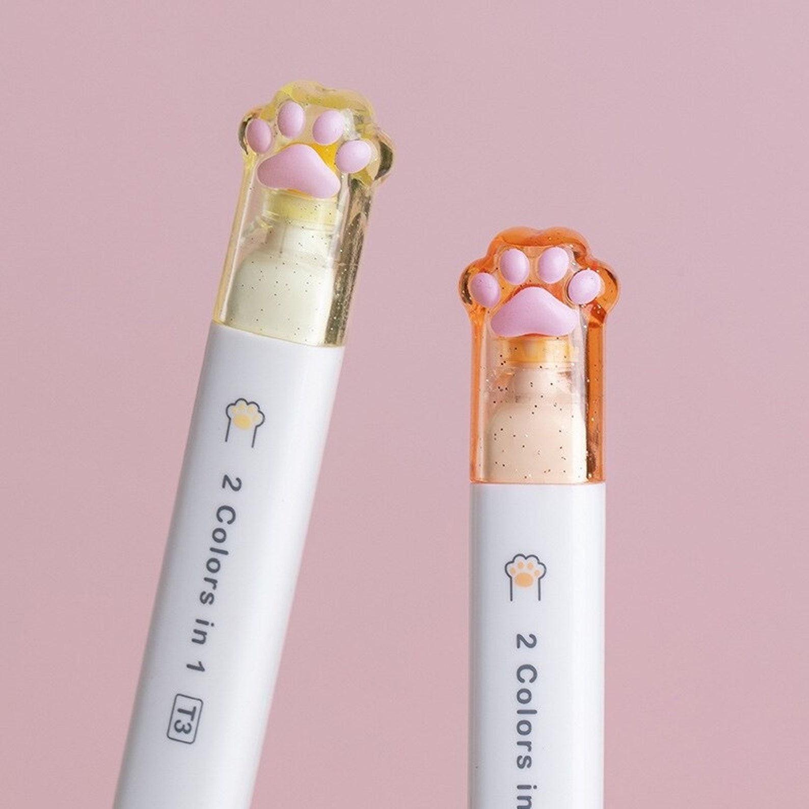 6 Pcs/lot Cute Cat Paw Highlighter Pens Set Dualside Brush Etsy