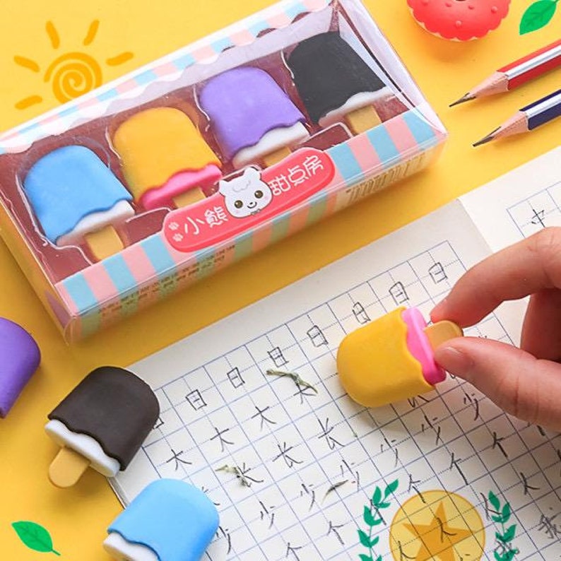 4 Pcs/set Adorable Mini Erasers Donuts Eraser Lollipop Etsy