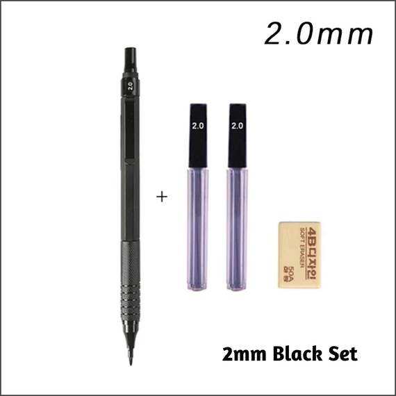 M&G Full Metal Mechanical Pencil Set With 0.3, 0.5, 0.7, 2.0mm Refills  Leads Art Drawing High Quality Mechanical Pencils 