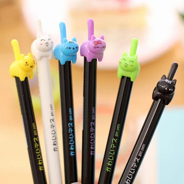 3 Pcs Of Adorable Cat Gel Pen, Sweet Gift For Cat Lover || School & Office Supply, Cute Pen, Student Pen, 0.5mm, Black Ink