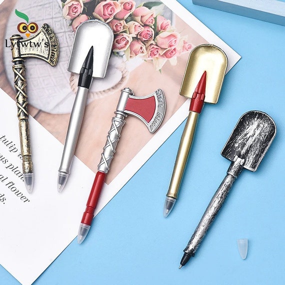 2 Pcs/lot Cool Axe/shovel Ballpoint Pen Kids Pen, Boys Stationery, Funny Pen,  School & Office Supply, Cool Gift 