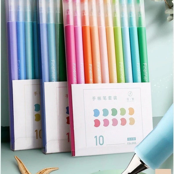 10 Pcs/Pack Multi Color Pen Set || Micron Tip, Sweet Salt Morandi Retro Colors, School and Office Pen Set, Lovely Gift