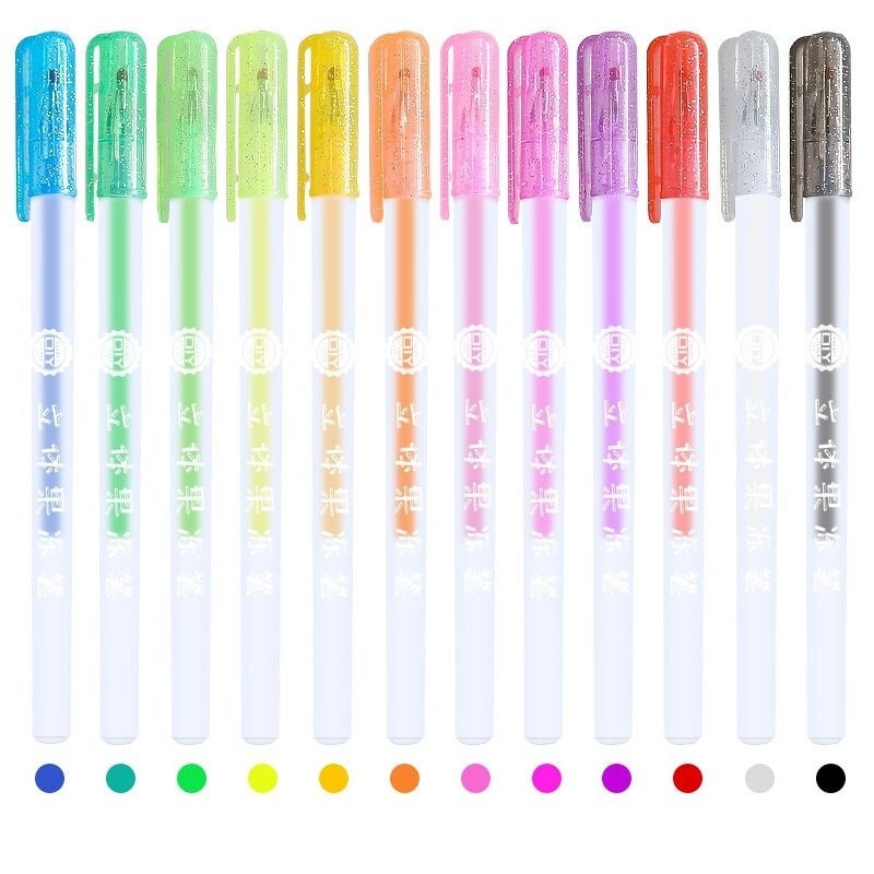 6pcs 3d Jelly Pens Set, Doodle Juice Paint Journal Pens, 12 Colors Neutral  Pens For Students