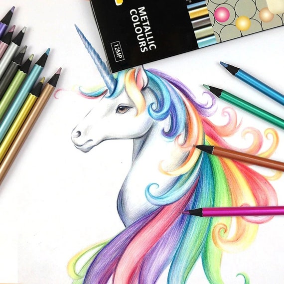 12Pcs Colored Pencils Professional Sketching Drawing Pencil Metallic or  Fluorescent 12‑Color Pencils Sketch Graffiti Painting Pencil (#1)