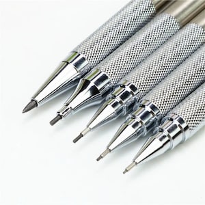 5 Pcs/Set Professional metal Mechanical Pencil Art Drawing Design HB 2B Black Pen Copper Stainless Steel image 1