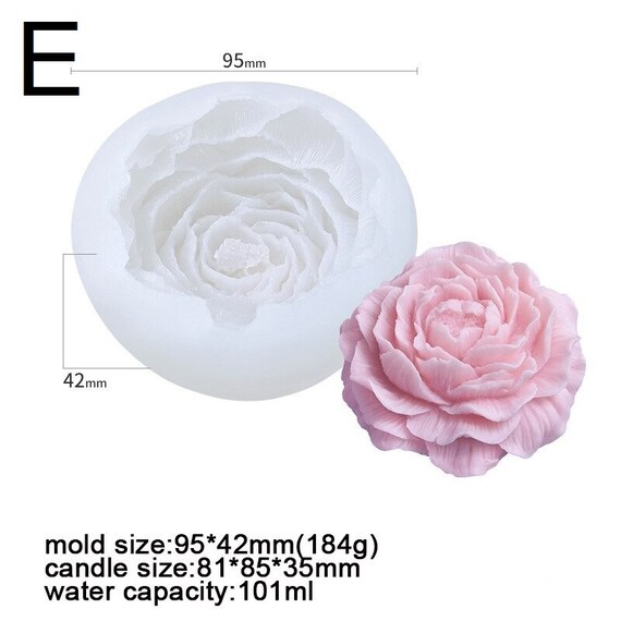 6Pcs 3D Flower Silicone Molds Set, Bloom Rose Silicone Molds for Soap  Making ,Peony Molds for Handmade Chocolate, Cupcake, Dessert Decoration  (6Pcs A)