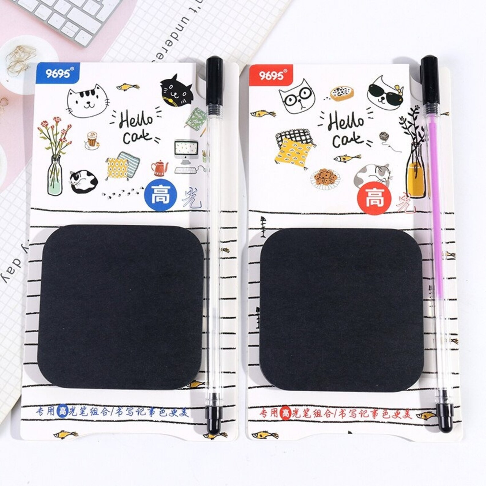 50 Sheets Of Black Color Sticky Notes With Fluorescent Pen Etsy