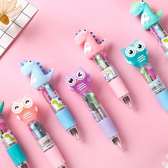 Stylos à bille multicolores mignons 4 en 1, stylos à bille à encre