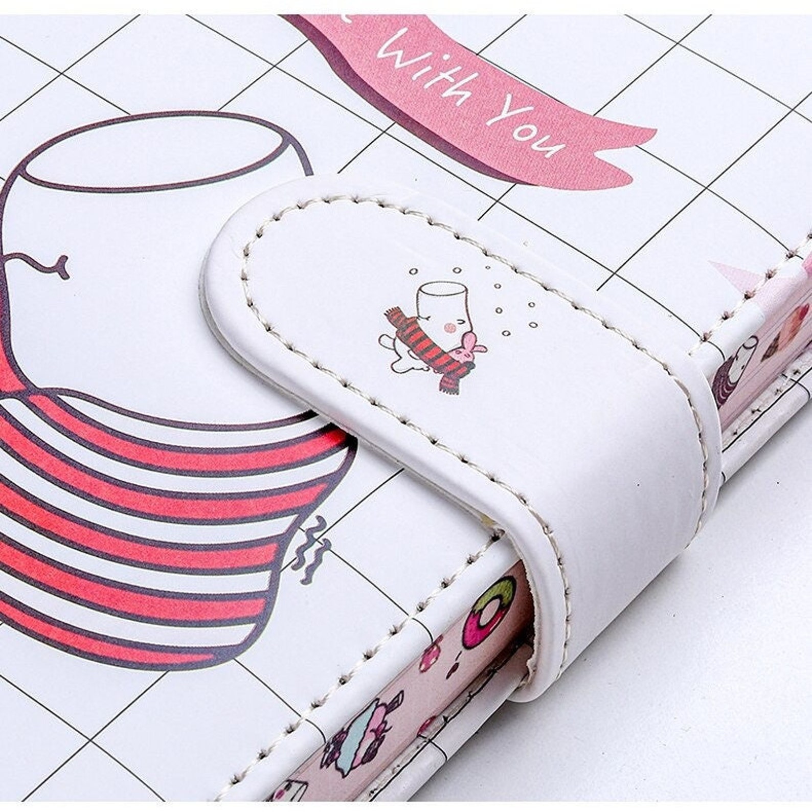 Cute Kawaii Cartoon Printed Magnetic Planner Book PU Cover | Etsy