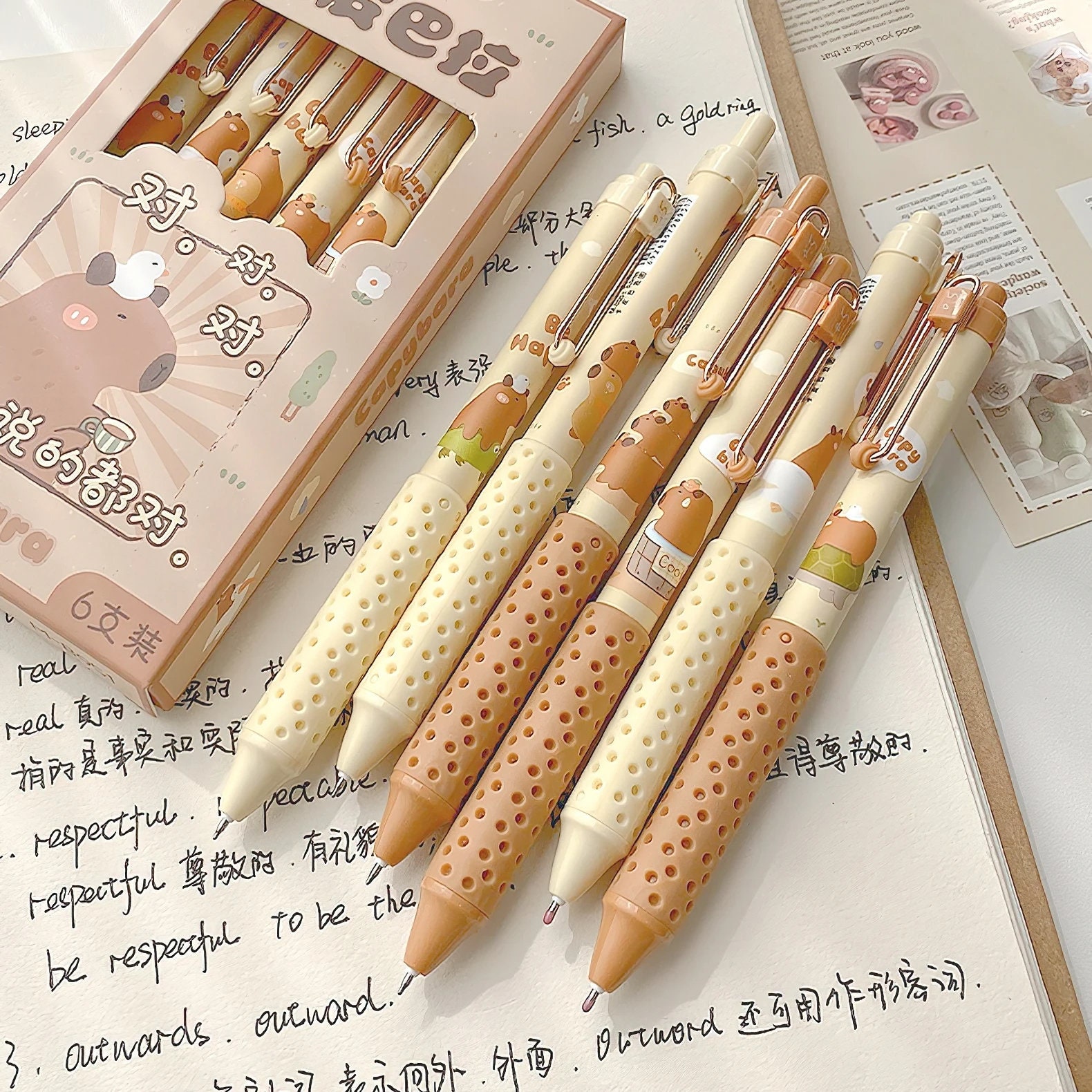 MOLANG MULTICOLOR PEN Kawaii Cute Rabbit Pen Cartoon Bunny Multi Color Pen  Anime Pen Retro Pen Planner Journal Pens 