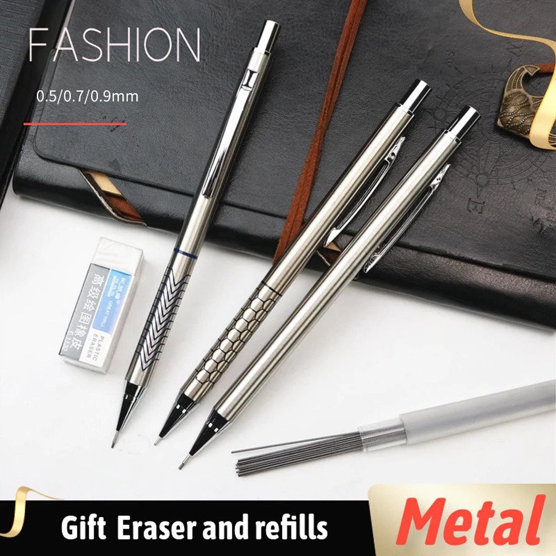 5 Pcs/set Professional Metal Mechanical Pencil Art Drawing Design HB 2B  Black Pen Copper Stainless Steel -  Israel