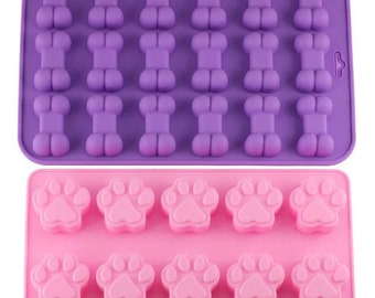 Puppy Dog Paw and Bone Silicone Mold || Ice Trays, Pet Treat Molds, Soap Mold, Chocolate Gummy Candy Mold, Cake Decorating, Baking Moulds