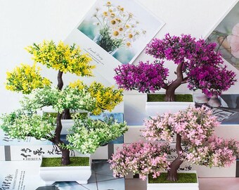 UK Lifelike Artificial Bonsai Plants Beautiful Fake Plastic Flower Garden Decor 