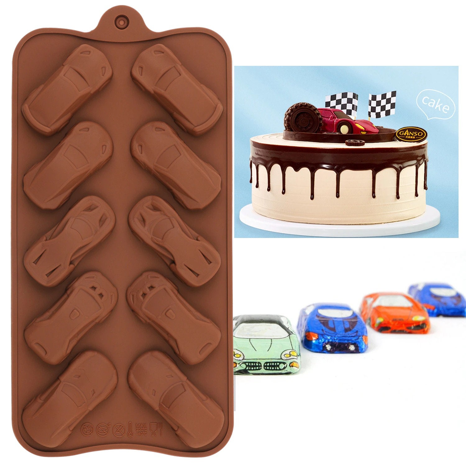 6Pcs Car Silicone Molds Cars Shape Chocolate Candy Molds Jello Mold for  Kids Cute Race Car Mold for Making Handmade Cake - pink 