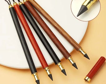 Vintage Creative Wood Eternal Pencil || HB Ink Free Writing Pen with Replaceable Tip, Perfect for Students and Office Use