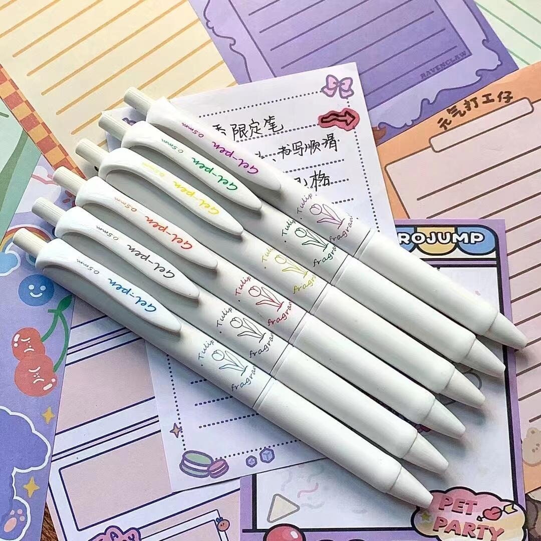 6 Pcs/pack Matcha Girls Mechanical Gel Ink Pen Set 0.5mm, School and Office Pen  Set, Lovely Gift 