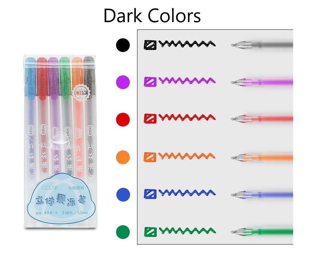 6pcs 3d Jelly Pens Set, Doodle Juice Paint Journal Pens, 12 Colors Neutral  Pens For Students