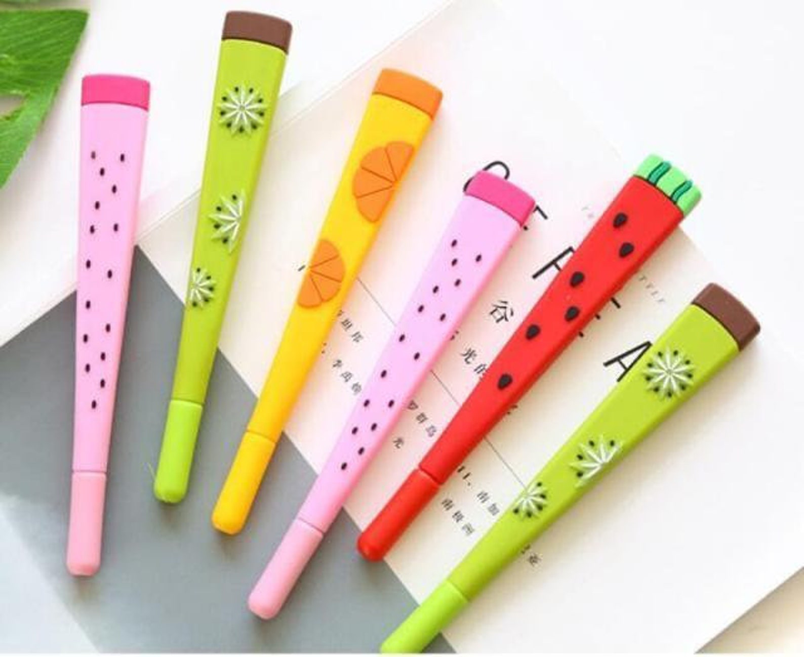 4 Pcs Fruits Pens Korean Stationery Cute Fruit Pen Handels Etsy