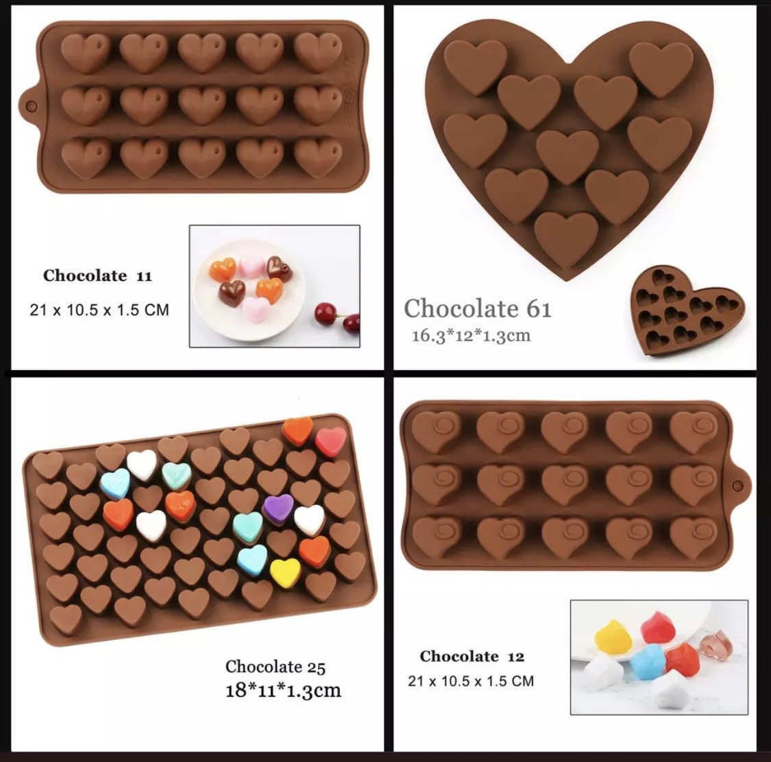 3D Heart Shape Chocolate Molds Heart Molds for Baking 