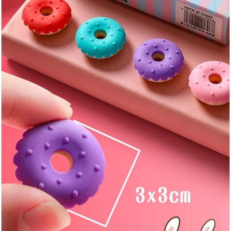4 Pcs/set Adorable Mini Erasers Donuts Eraser Lollipop Etsy