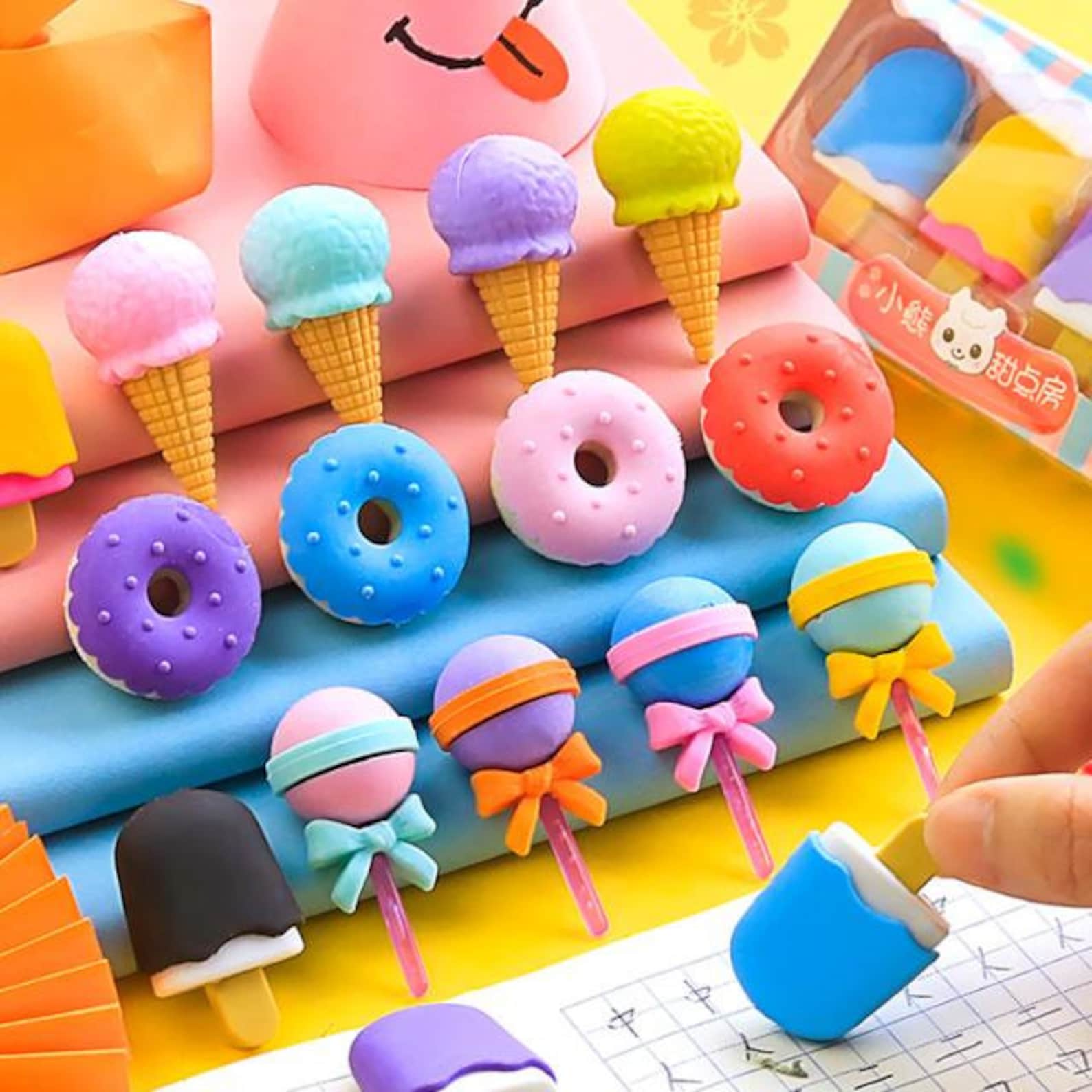 4 Pcs/set Adorable Mini Erasers Donuts Eraser Lollipop Etsy