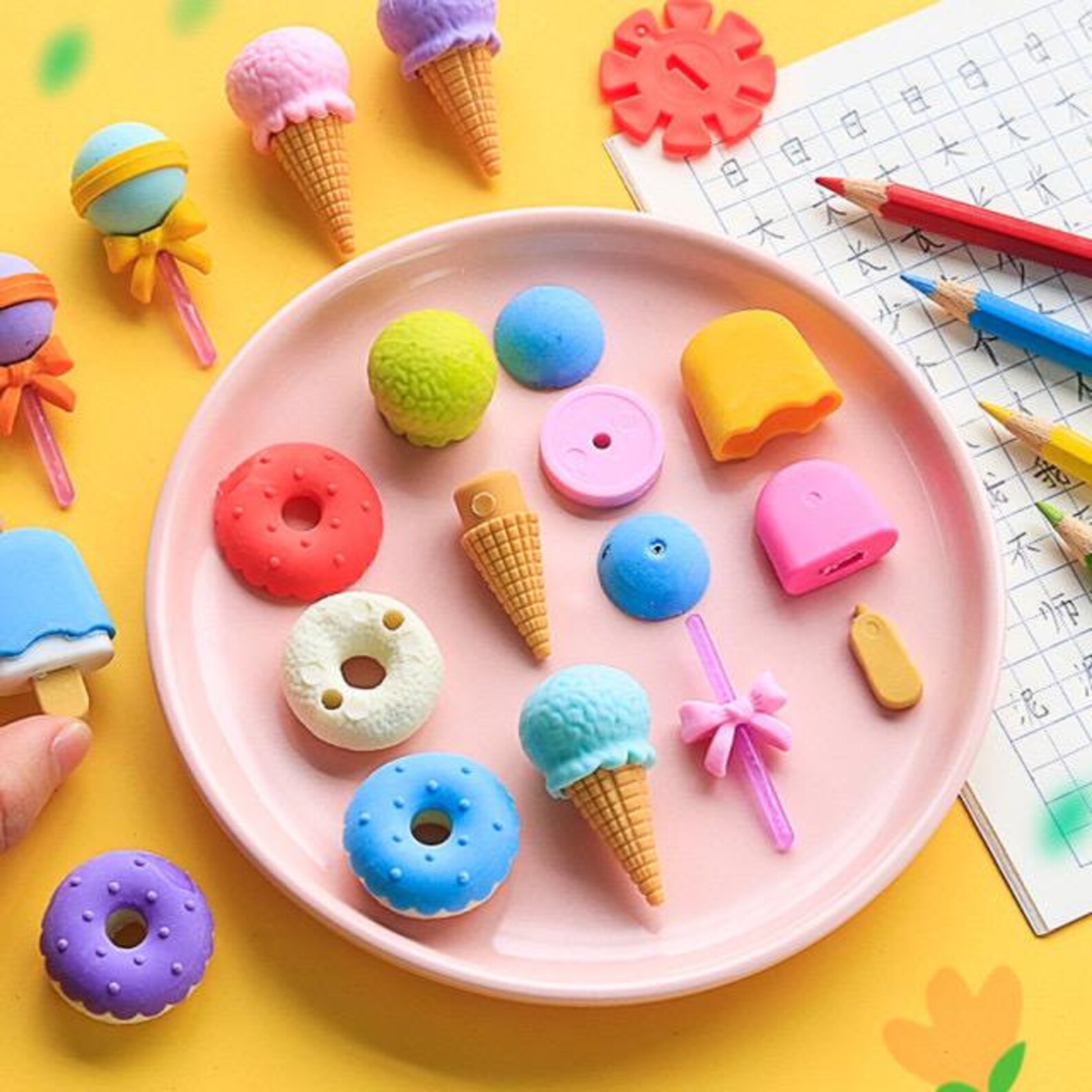 4 Pcs/set Adorable Mini Erasers Donuts Eraser Lollipop Etsy
