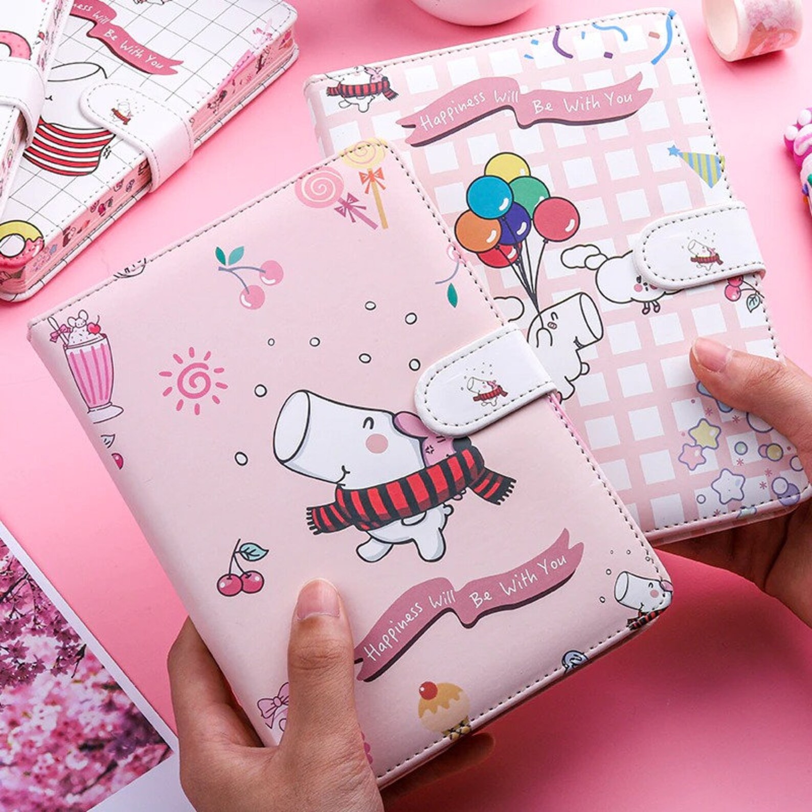 Cute Kawaii Cartoon Printed Magnetic Planner Book PU Cover - Etsy