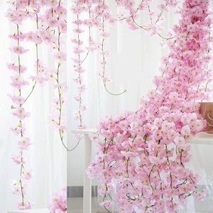 2.3m Beautiful Sakura Flower, Cherry Blossom Flower Garland, For Party Decoration, Birthday, Wedding, Anniversary Party Decor