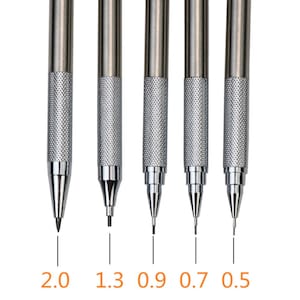 5 Pcs/Set Professional metal Mechanical Pencil Art Drawing Design HB 2B Black Pen Copper Stainless Steel image 2