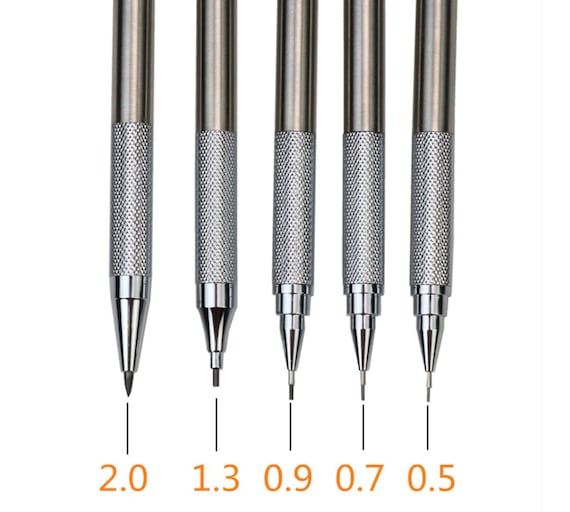 2 PCS Mechanical Pencils 0.5Mm & 0.7 Mm with Case, Metal Artist