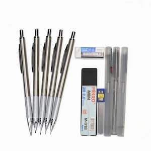 5 Pcs/Set Professional metal Mechanical Pencil Art Drawing Design HB 2B Black Pen Copper Stainless Steel image 4
