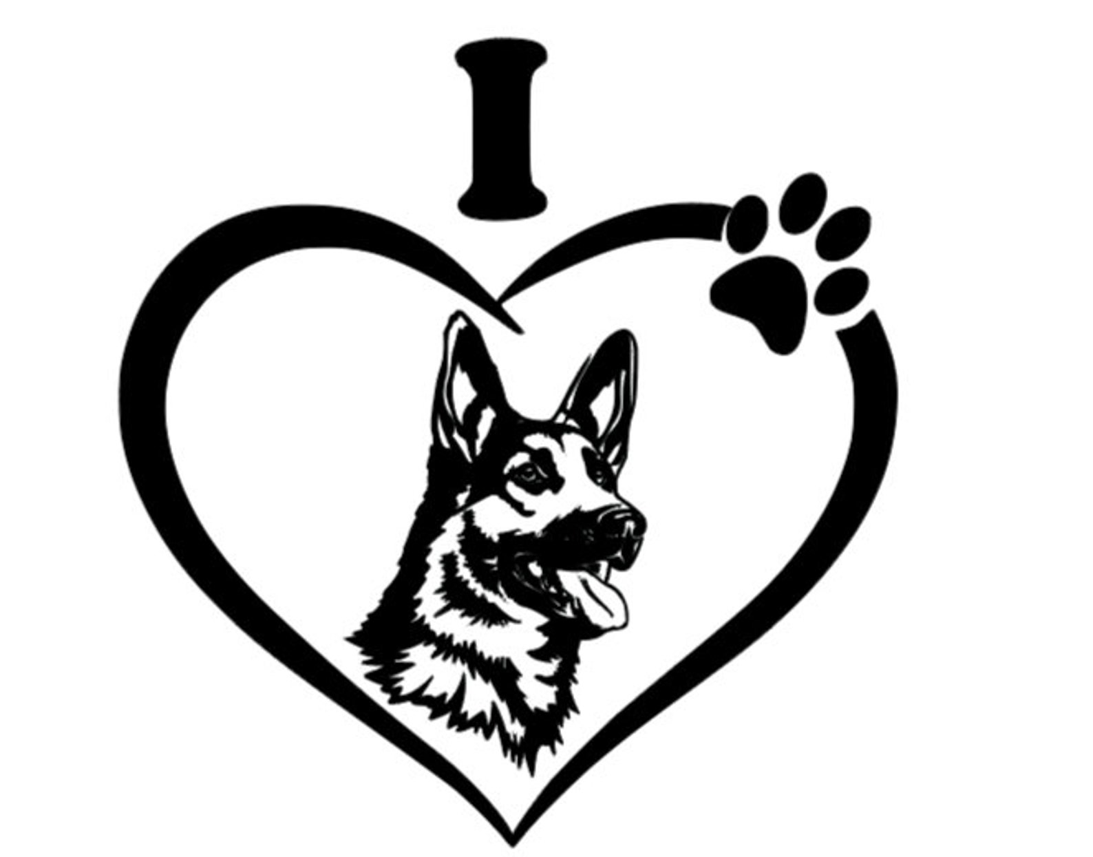 I love heart German Shepherd dog vector svg machine design | Etsy
